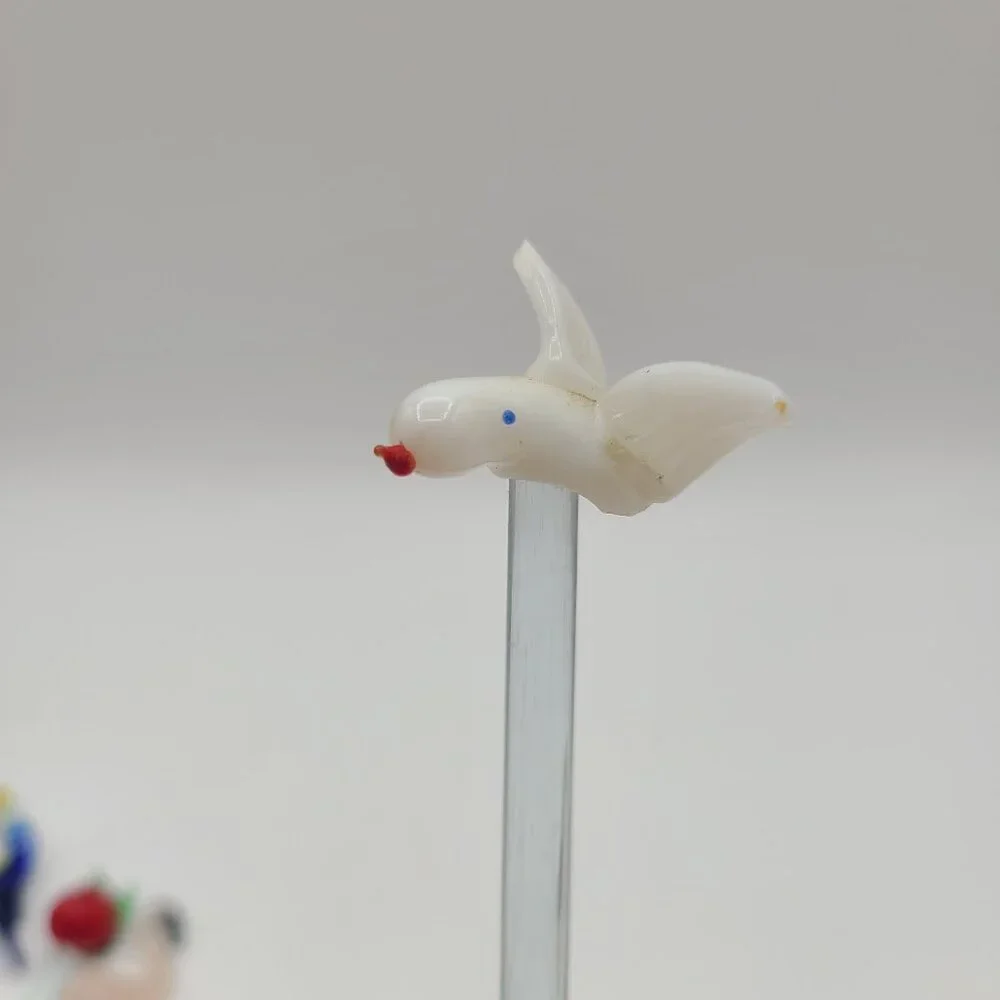 Glass Stir Sticks – Assorted Figurine Tops – Set of 6